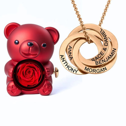 Orso Eterno Milona™ e Anelli Russi Collana Personalizzata