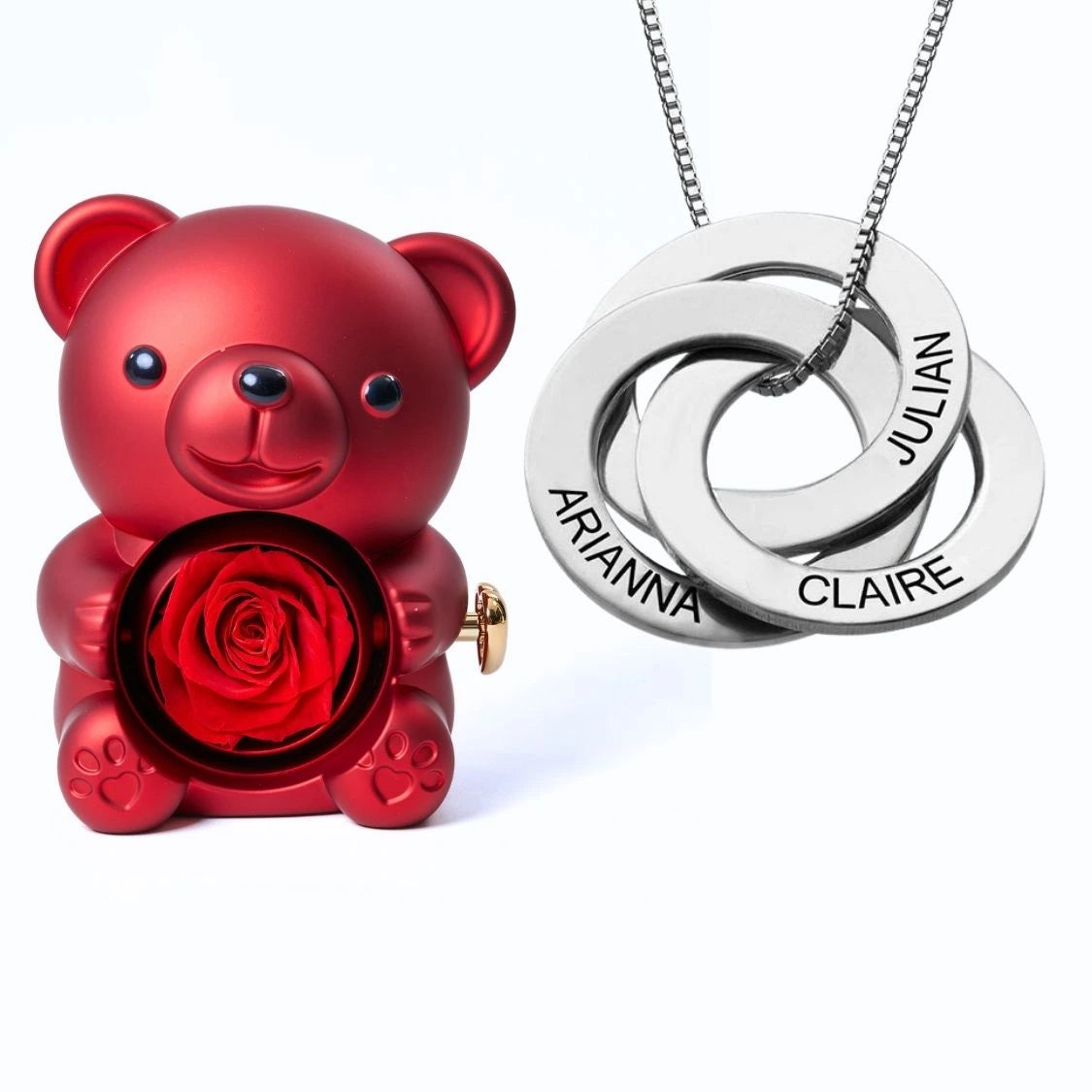 Orso Eterno Milona™ e Anelli Russi Collana Personalizzata