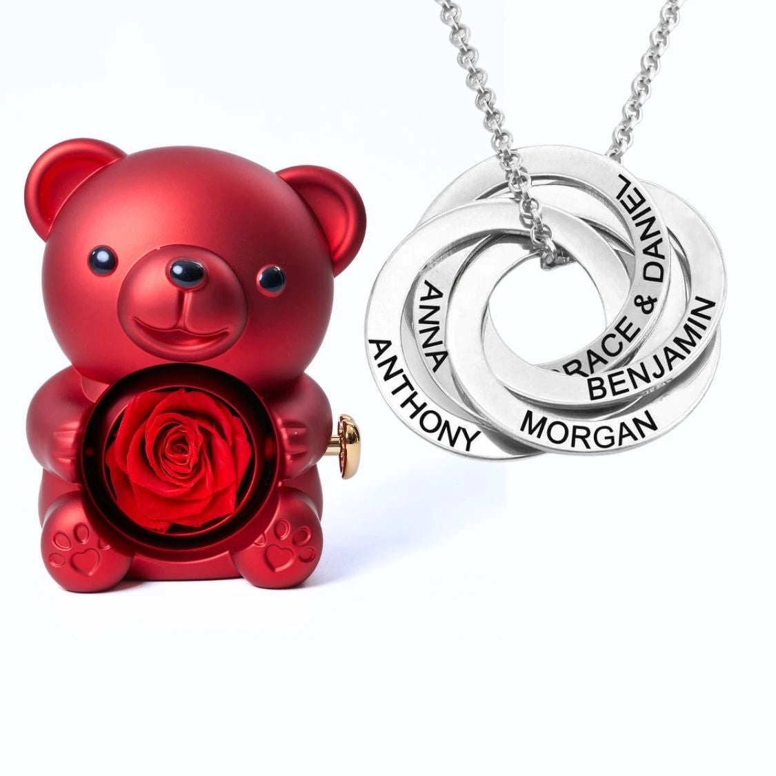Orso Eterno Milona™ e Anelli Russi Collana Personalizzata