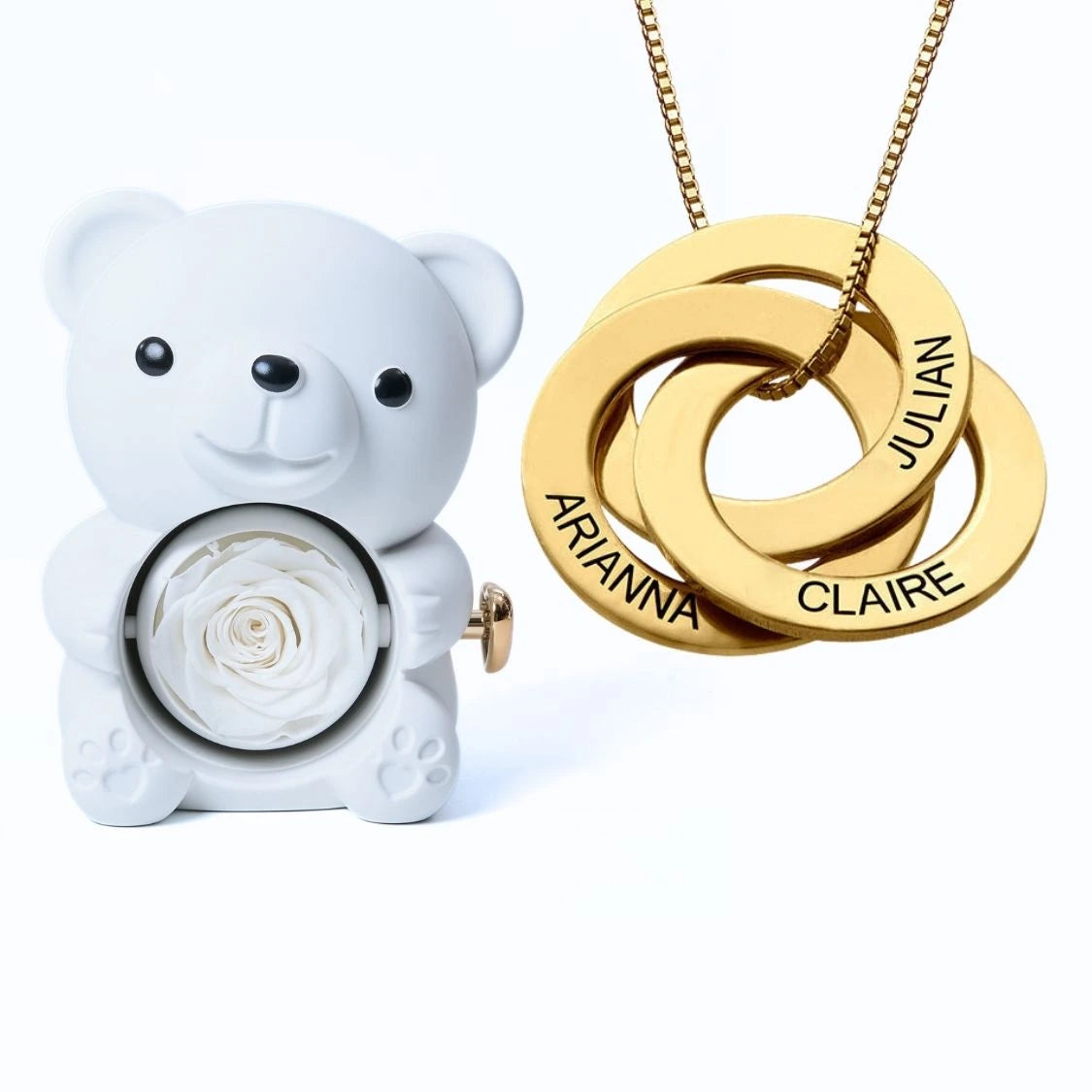 Orso Eterno Milona™ e Anelli Russi Collana Personalizzata