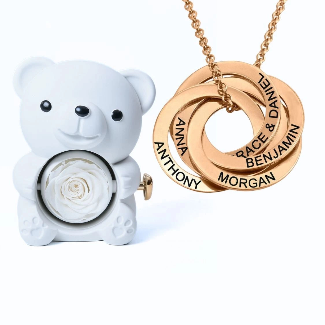 Orso Eterno Milona™ e Anelli Russi Collana Personalizzata