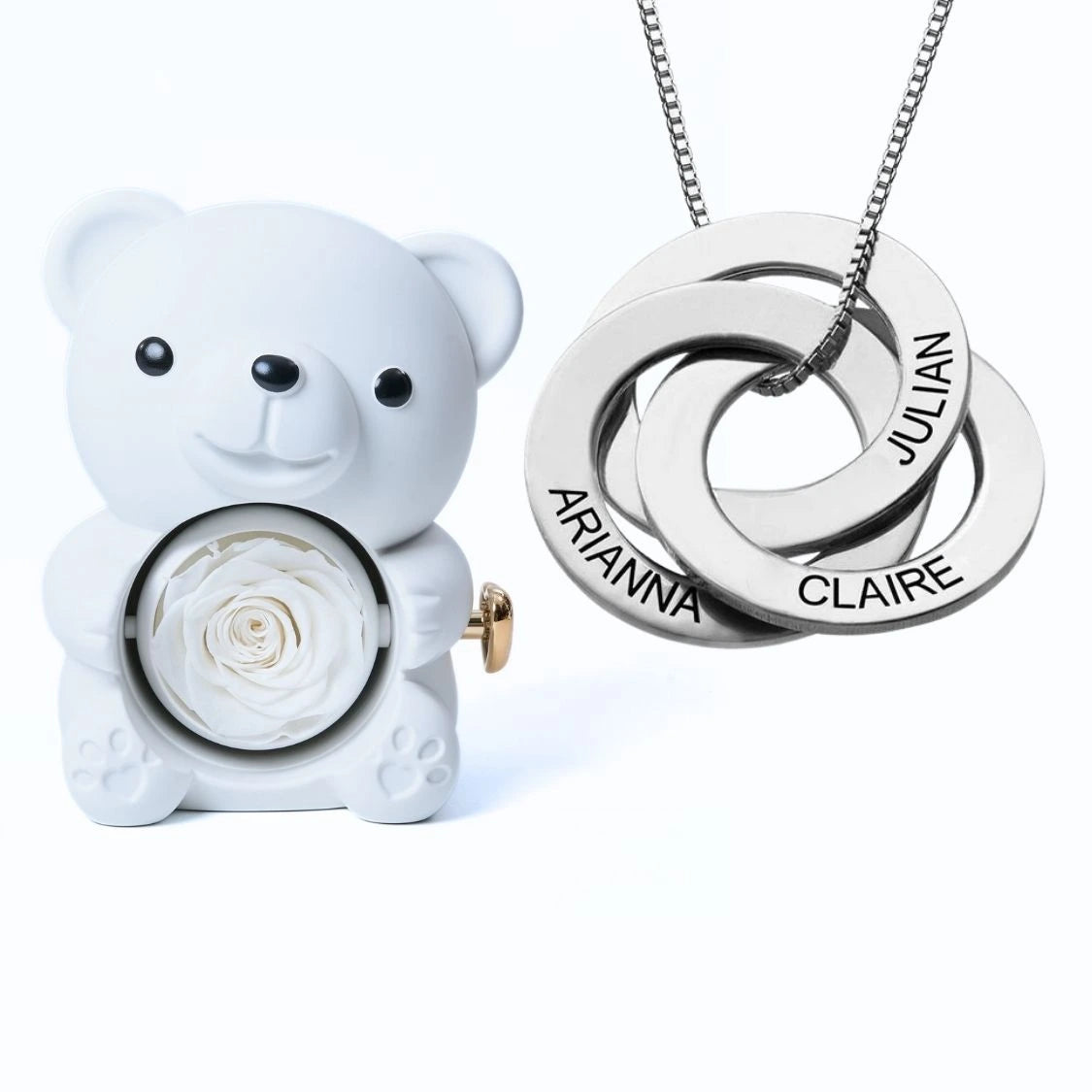 Orso Eterno Milona™ e Anelli Russi Collana Personalizzata
