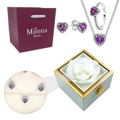 Coffret Rose Éternelle & Bague Cœur Éternel