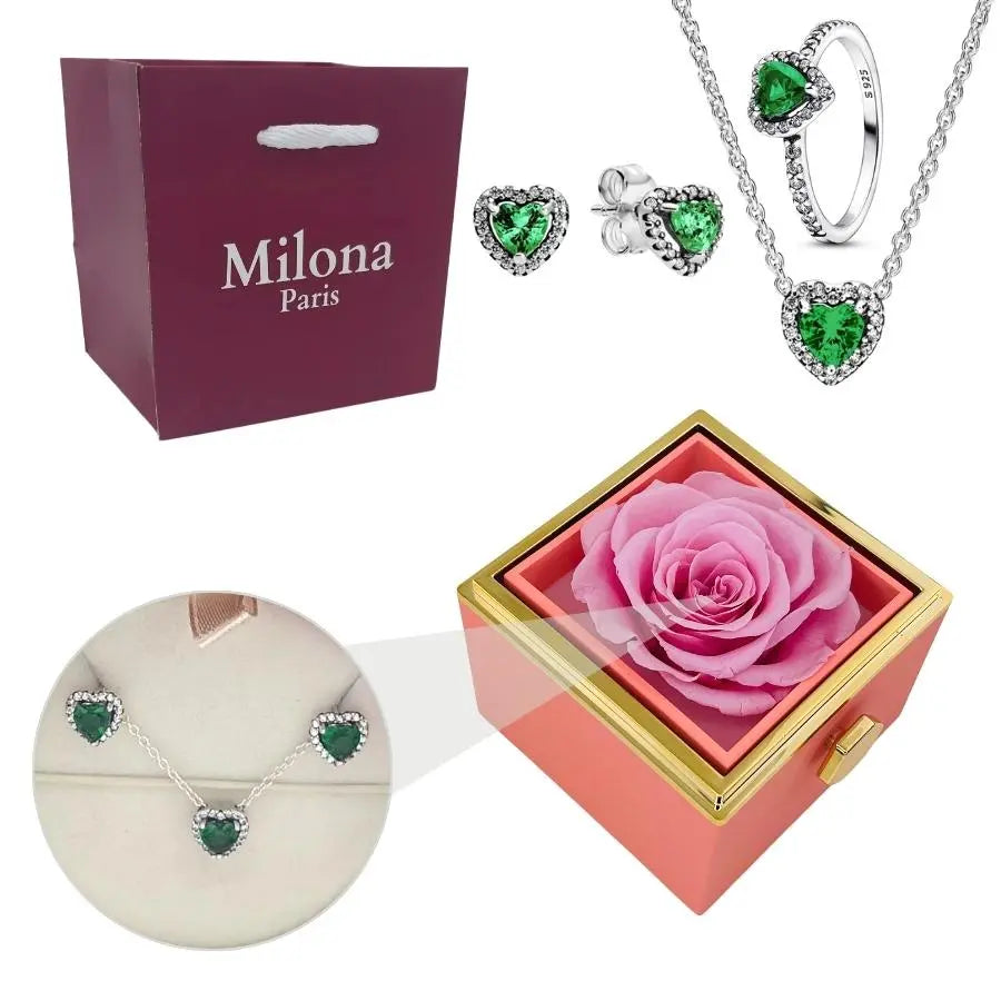 Coffret Rose Éternelle & Bague Cœur Éternel