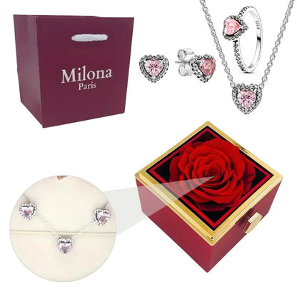 Coffret Rose Éternelle & Bague Cœur Éternel