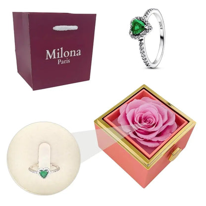 Coffret Rose Éternelle & Bague Cœur Éternel