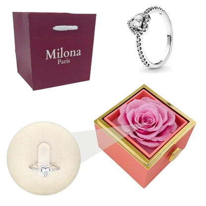 Coffret Rose Éternelle & Bague Cœur Éternel