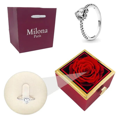 Coffret Rose Éternelle & Bague Cœur Éternel