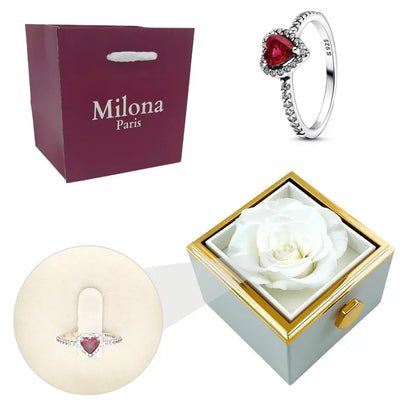 Coffret Rose Éternelle & Bague Cœur Éternel