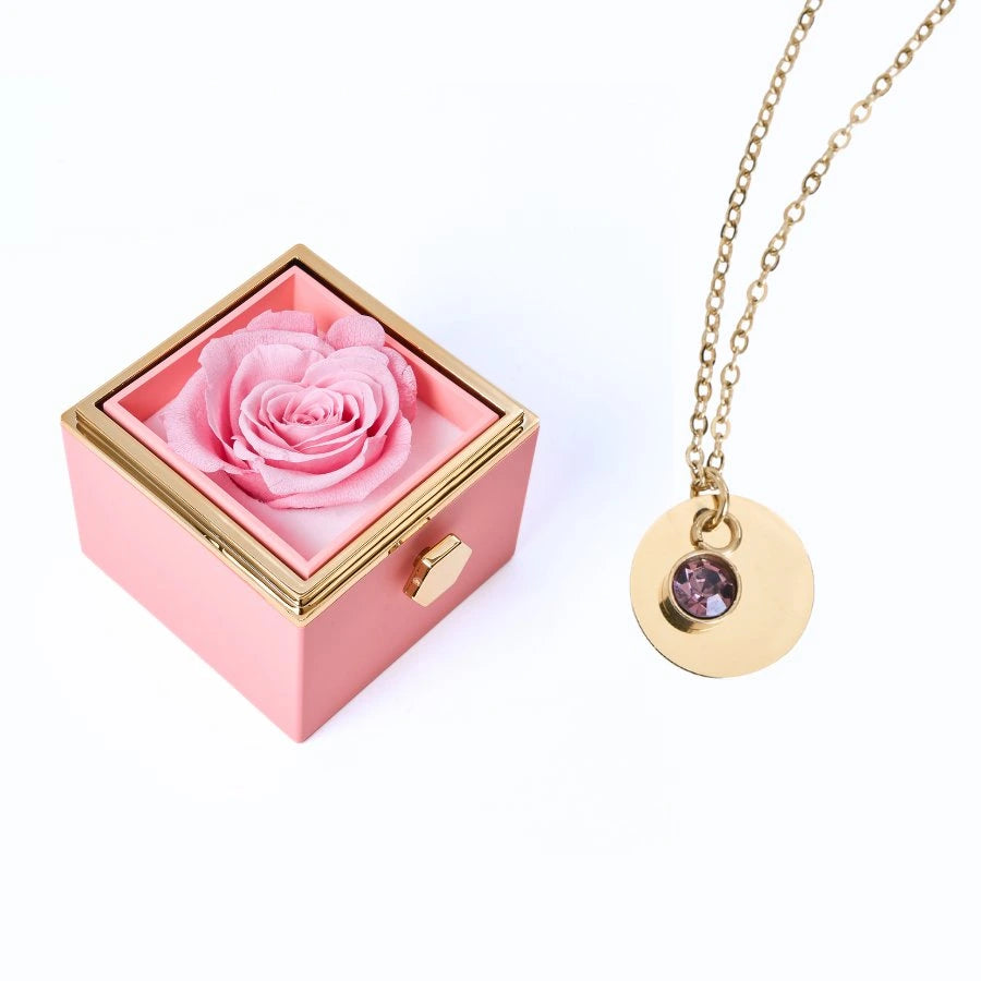 Milona Eternal Rose Box & Personalized Disc Necklace