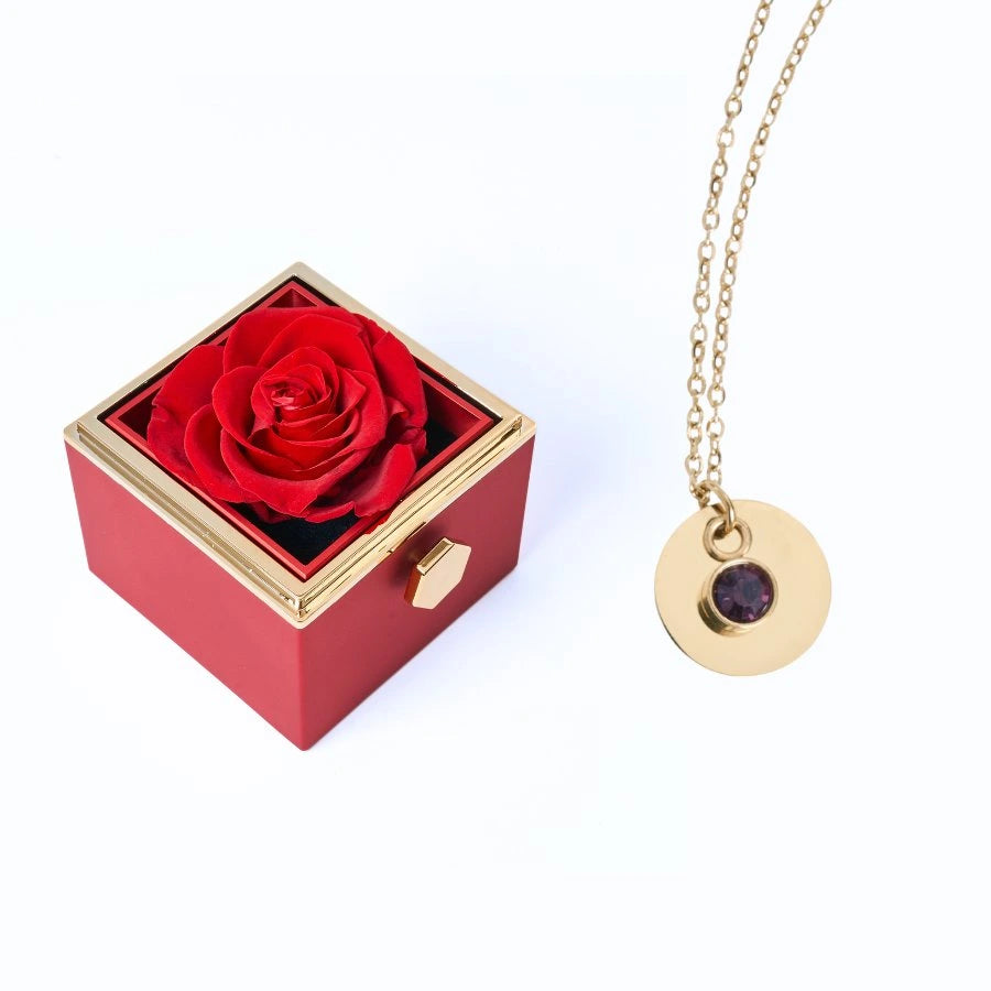 Milona Eternal Rose Box & Personalized Disc Necklace