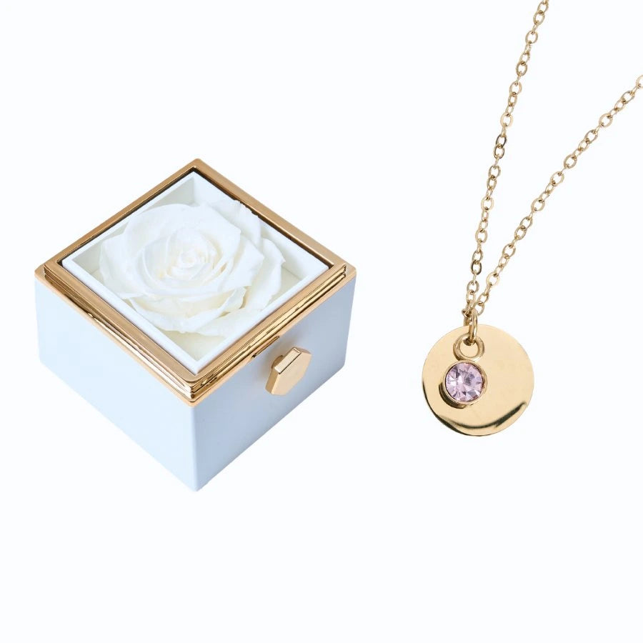 Milona Eternal Rose Box & Personalized Disc Necklace