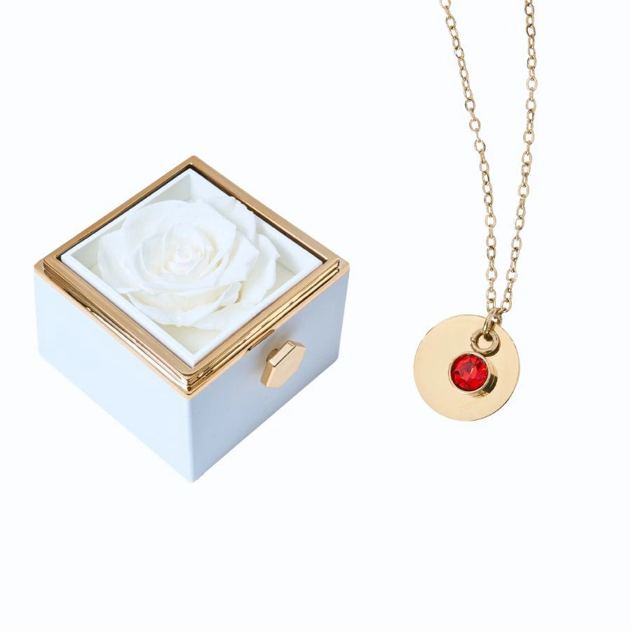 Milona Eternal Rose Box & Personalized Disc Necklace