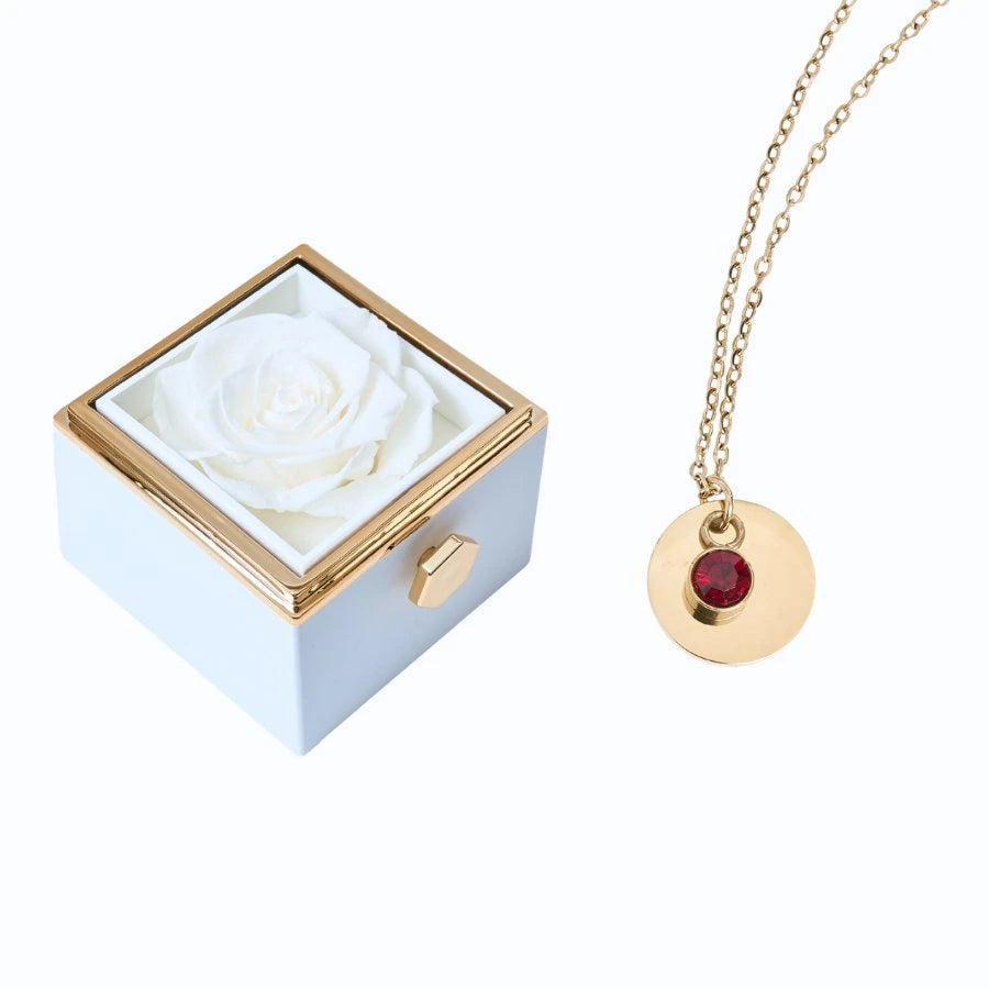 Milona Eternal Rose Box & Personalized Disc Necklace