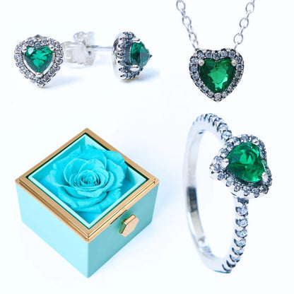 Eternal Rose Box & Green Eternal Heart Set