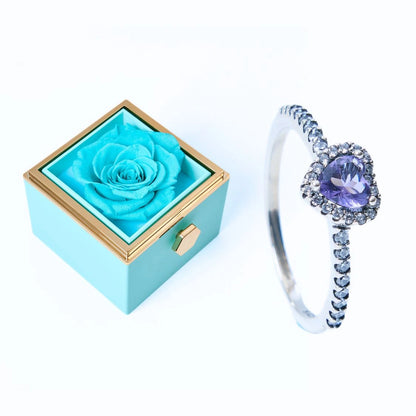 Coffret Rose Éternelle et Bague Cœur Éternel