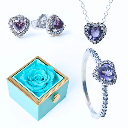 Ewige Rose Box & Lila Ewiges Herz-Set