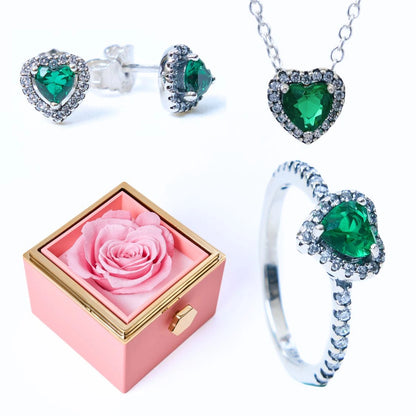 Eternal Rose Box & Green Eternal Heart Set
