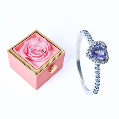 Coffret Rose Éternelle et Bague Cœur Éternel