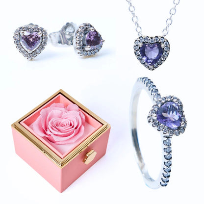 Ewige Rose Box & Lila Ewiges Herz-Set