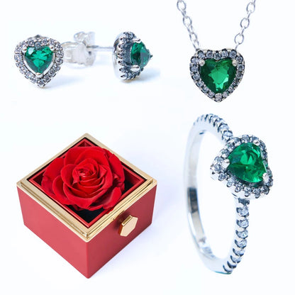 Eternal Rose Box & Green Eternal Heart Set