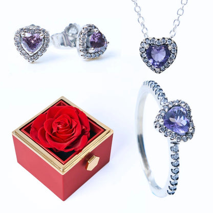 Ewige Rose Box & Lila Ewiges Herz-Set