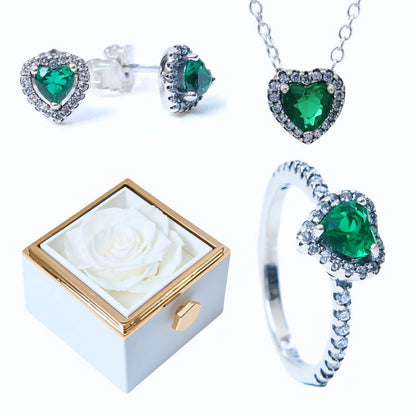 Eternal Rose Box & Green Eternal Heart Set