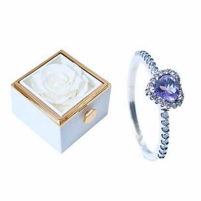 Coffret Rose Éternelle et Bague Cœur Éternel