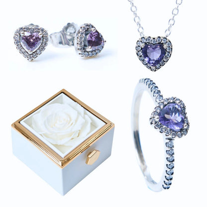 Ewige Rose Box & Lila Ewiges Herz-Set