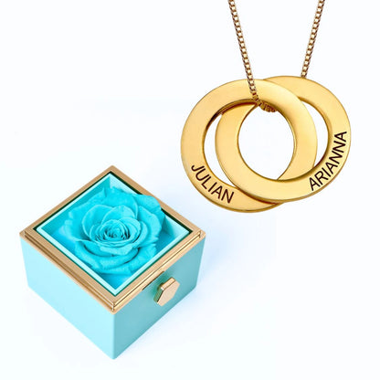 Eternal Rose Box & Russian Rings Personalized Necklace