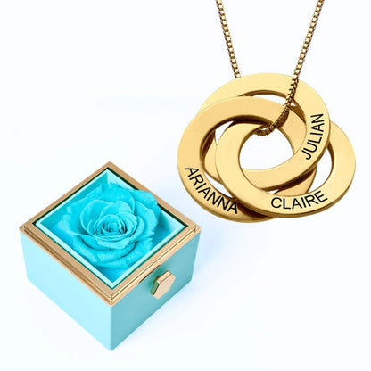 Eternal Rose Box & Russian Rings Personalized Necklace