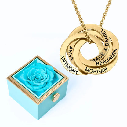 Eternal Rose Box & Russian Rings Personalized Necklace
