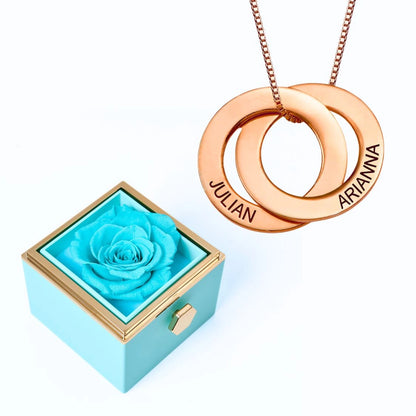 Eternal Rose Box & Russian Rings Personalized Necklace