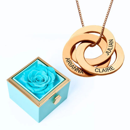 Eternal Rose Box & Russian Rings Personalized Necklace