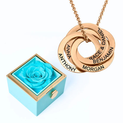 Eternal Rose Box & Russian Rings Personalized Necklace