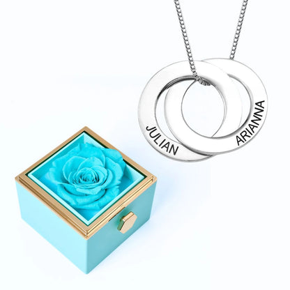 Eternal Rose Box & Russian Rings Personalized Necklace