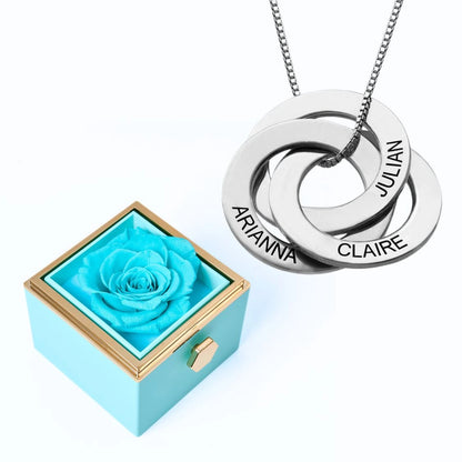 Eternal Rose Box & Russian Rings Personalized Necklace