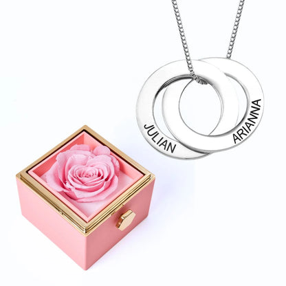 Eternal Rose Box & Russian Rings Personalized Necklace