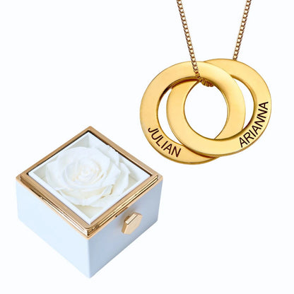 Eternal Rose Box & Russian Rings Personalized Necklace