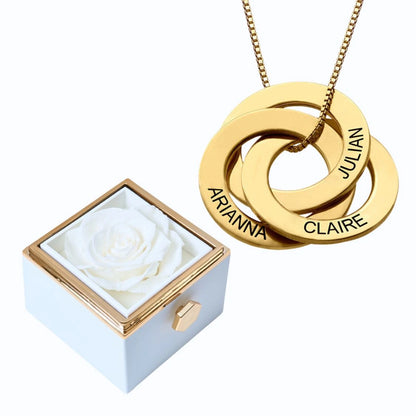 Eternal Rose Box & Russian Rings Personalized Necklace