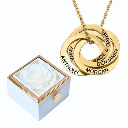 Eternal Rose Box & Russian Rings Personalized Necklace