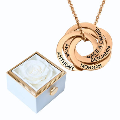 Eternal Rose Box & Russian Rings Personalized Necklace