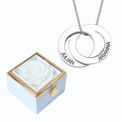Eternal Rose Box & Russian Rings Personalized Necklace