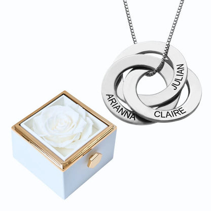 Eternal Rose Box & Russian Rings Personalized Necklace