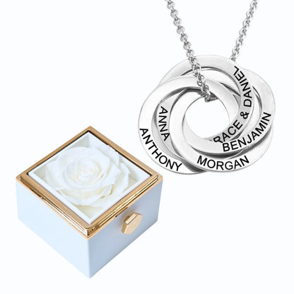 Eternal Rose Box & Russian Rings Personalized Necklace