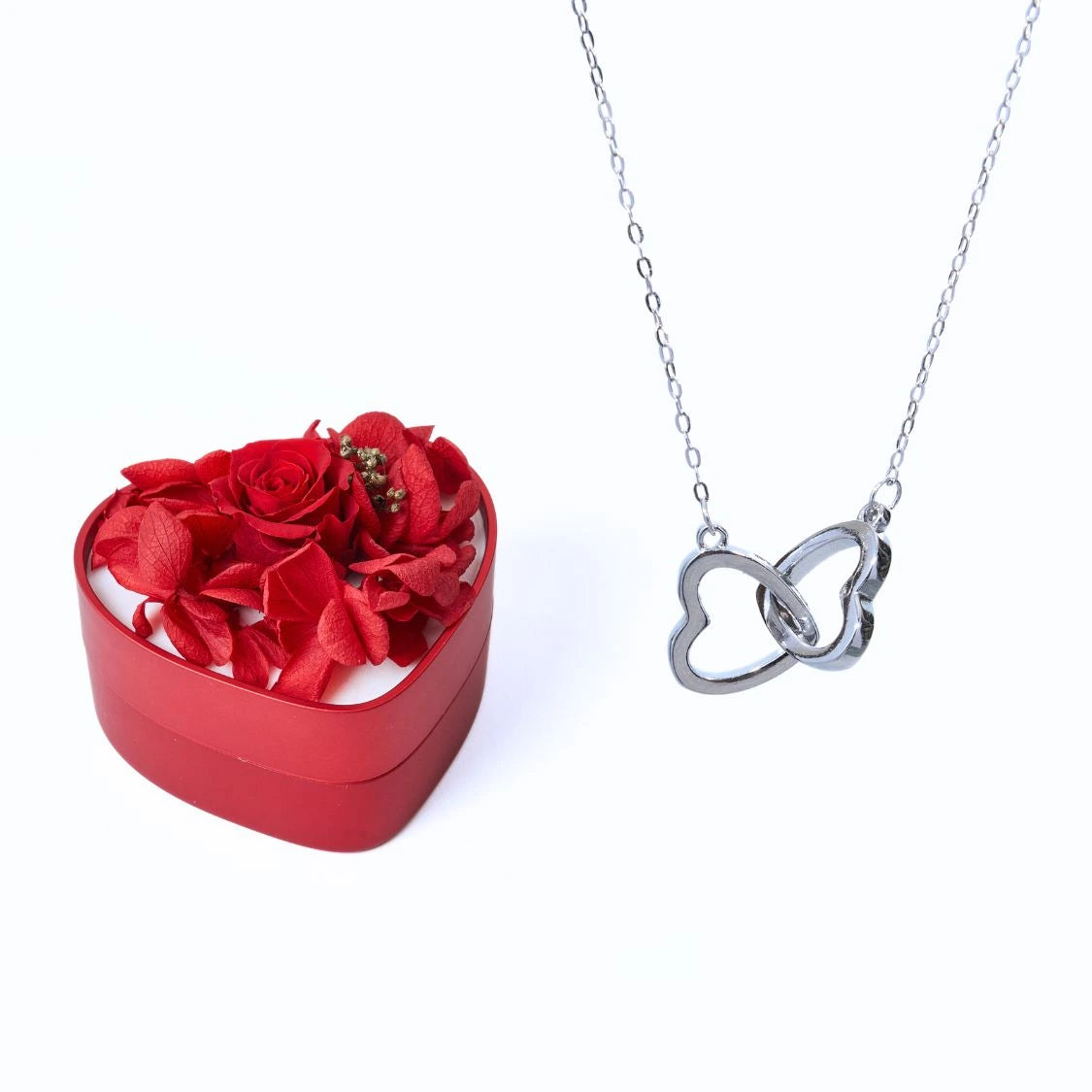 Mini Cuore Eterno e Cuori Intrecciati Collana Personalizzata