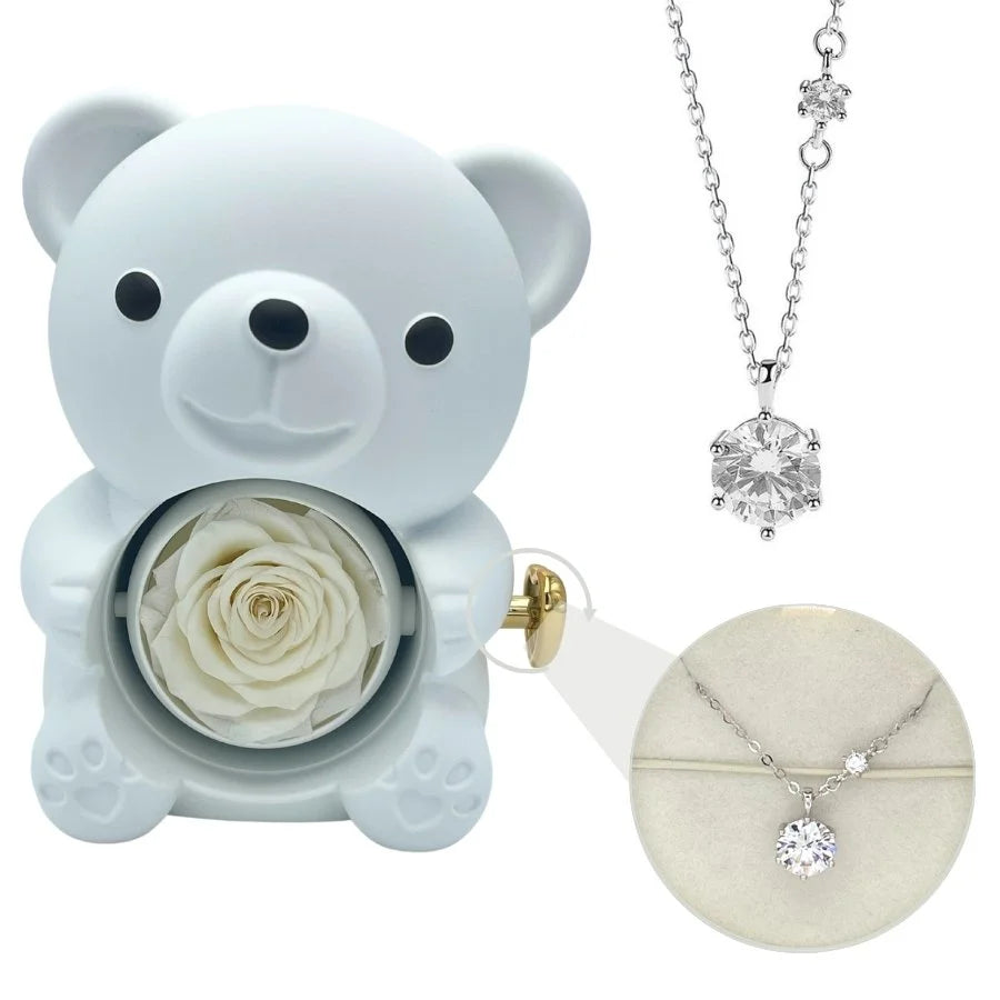 Milona™ Eternal Bear & Silver Moissanite Necklace