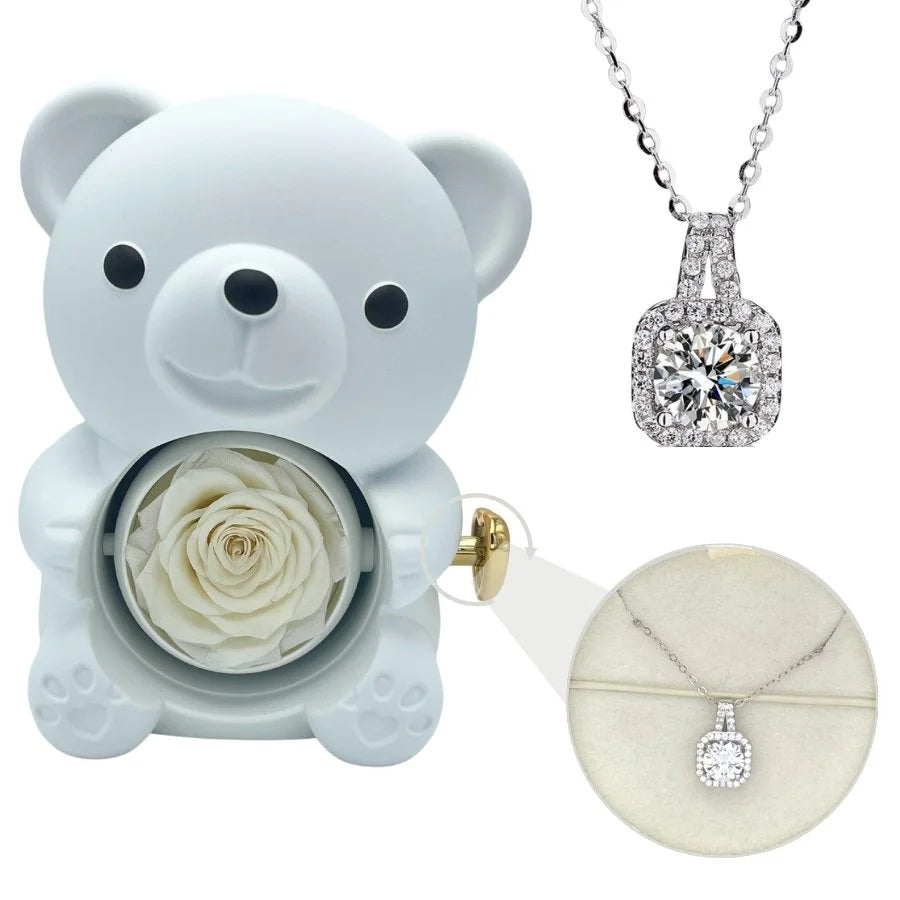 Milona™ Eternal Bear & Silver Moissanite Necklace