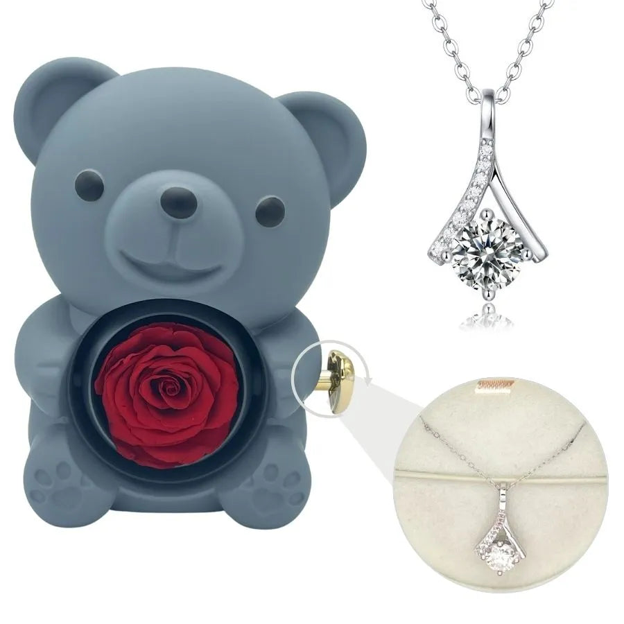 Milona™ Eternal Bear & Silver Moissanite Necklace