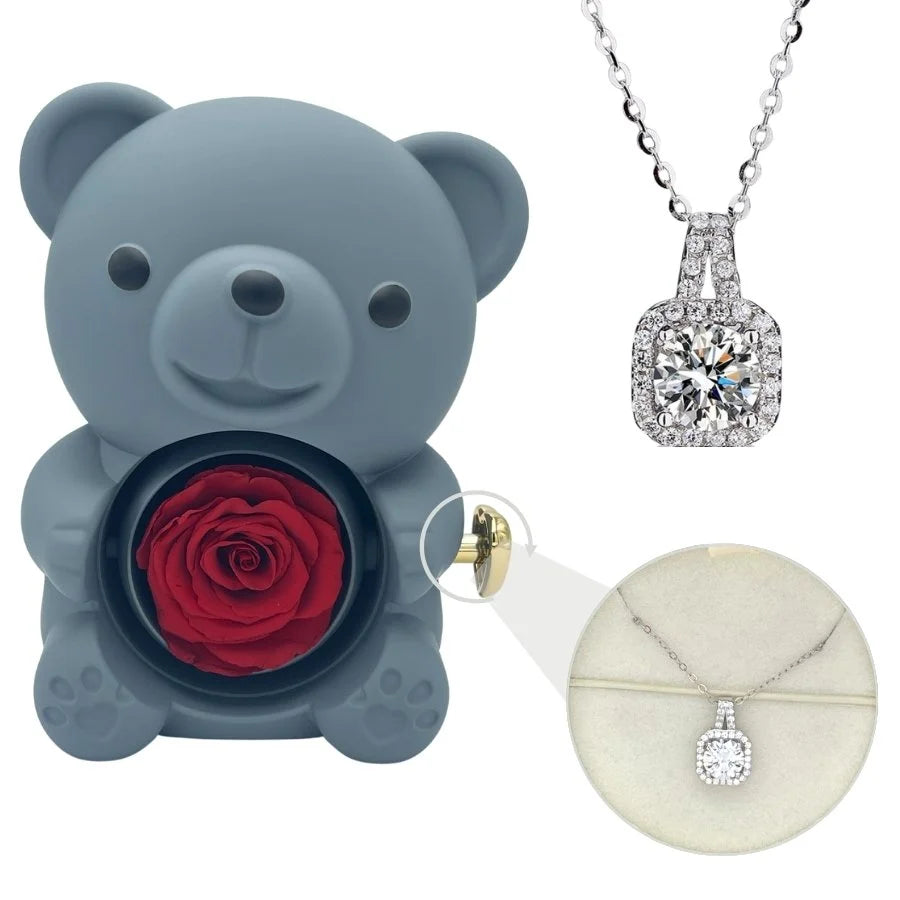 Milona™ Eternal Bear & Silver Moissanite Necklace